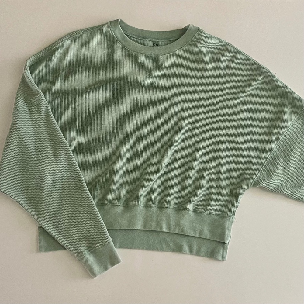 Pale Green SO Thermal Crop Top with Side Vents